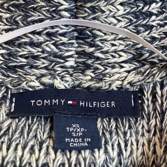 Tommy Hilfiger Marled Blue 1/2 Sleeve Open Sweater Cardigan Cozy Fall Preppy - Picture 3 of 4